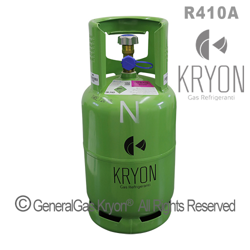 Bouteille KRYON présentée avec la référence de fluide frigorigène R410A